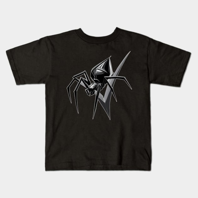 Spooky Black Spider Kids T-Shirt by TomFrontierArt